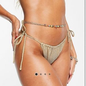 Asos Tie Side Bikini Gold Glitter